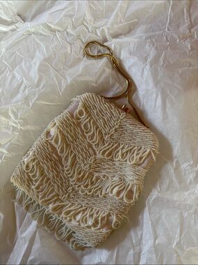 Vintage Beaded Fringe Evening Bag in Ivory